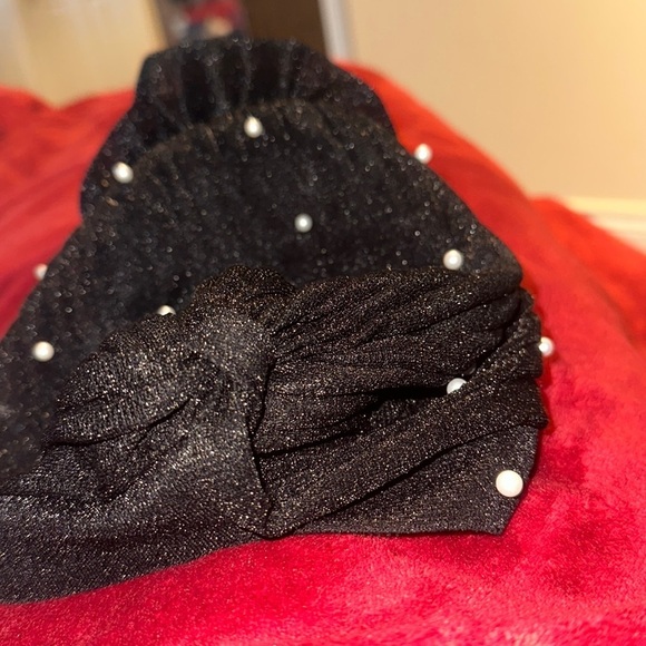 Fashion beaded pearl Shiny  mesh black bow elephant turban - Picture 5 of 11